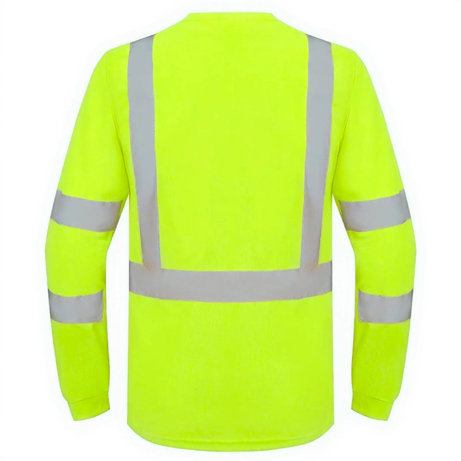High Visibility Long Sleeve Round Neck T-shirt Reflective Workwear For Engineering Wharf Moisture Wicking Casual Men Top