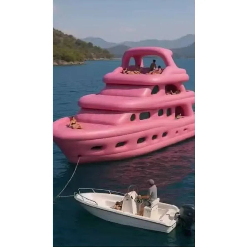 Large Custom Inflatable Yacht Pink Boat New High Quality PVC Outdoor Watercraft for Summer Party Leisure