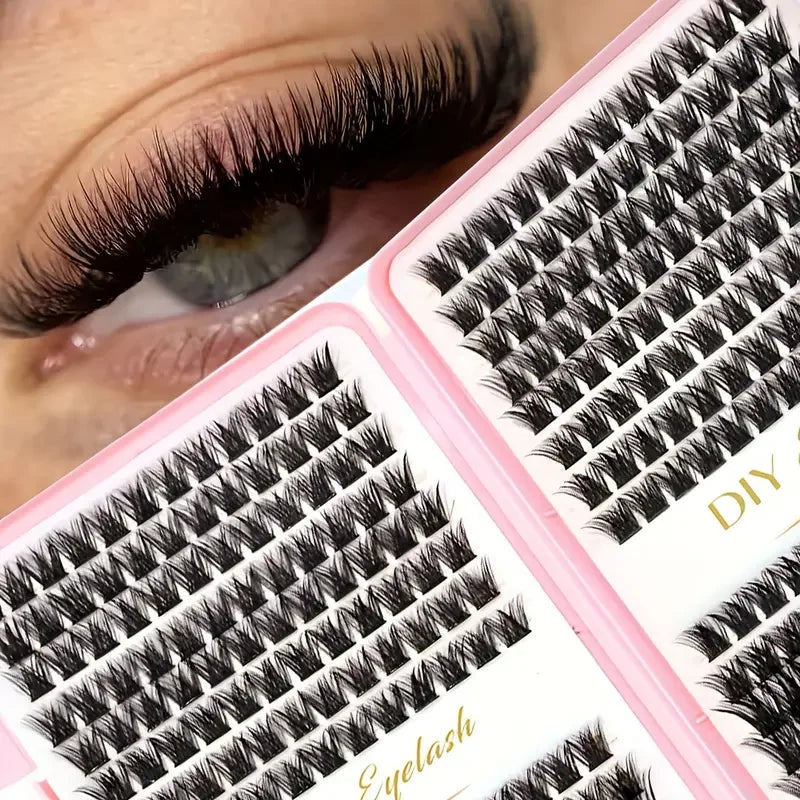Eyelash Extension Kit - Individual Eyelashes Set, D-Curl, Multiple Lengths, Odorless, Easy to Apply for Home Makeup Books