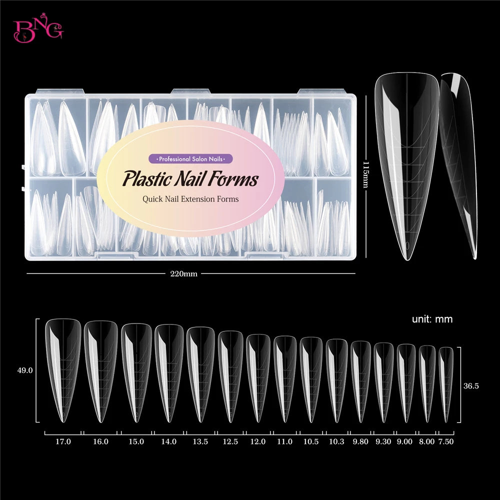 BNG Wide Size Dual Forms Nails Square Coffin Almond Nail Extension Mold False Nail Tips UV Gel Quick Building Mold Manicure Tool
