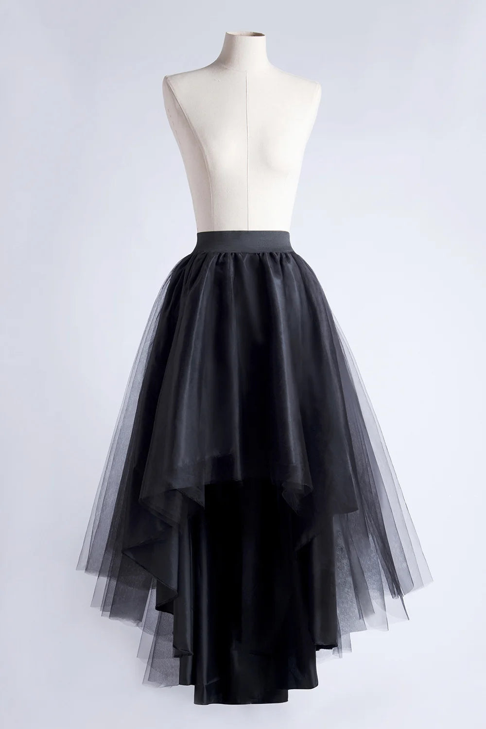 MisShow Gothic Punk Hi-Lo Tulle Maxi Women Skirt Elastic Waist High Low Mesh Net Costume Party Prom Cocktail Long Tutu Dress