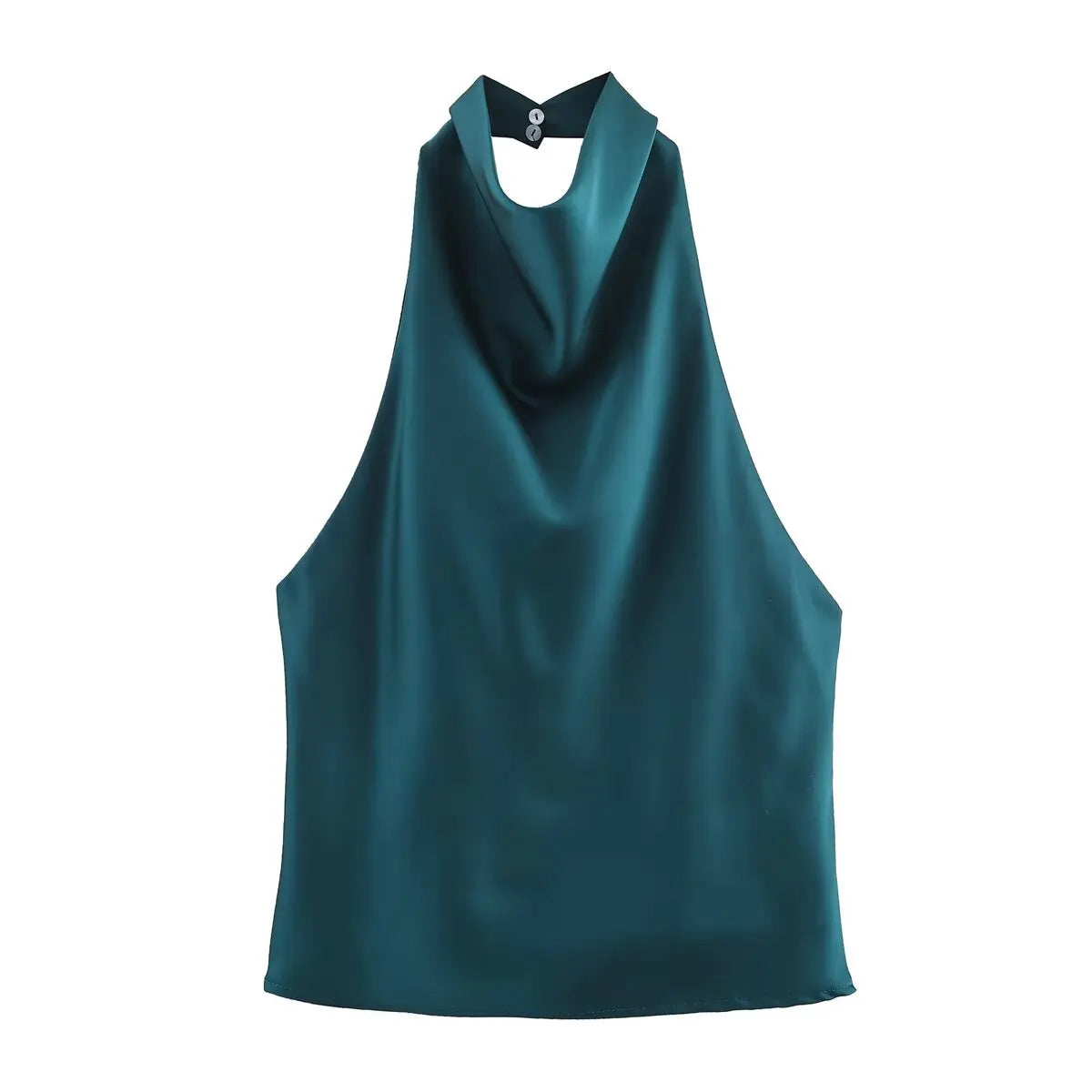 Zevity 2025 Women Chic Solid Color Sleeveless Soft Touch Halter Camis Tank Lady Backless Summer Beach Shirt Blouse Tops LS9365