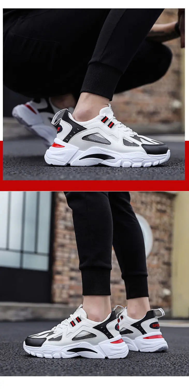 Men's Casual Sports Shoes 2023 New Men Platform Breathable Running Shoes Trendy Leather Stitching Mesh Men Nude Shoes ÐºÑ€Ð¾ÑÑÐ¾Ð²ÐºÐ¸