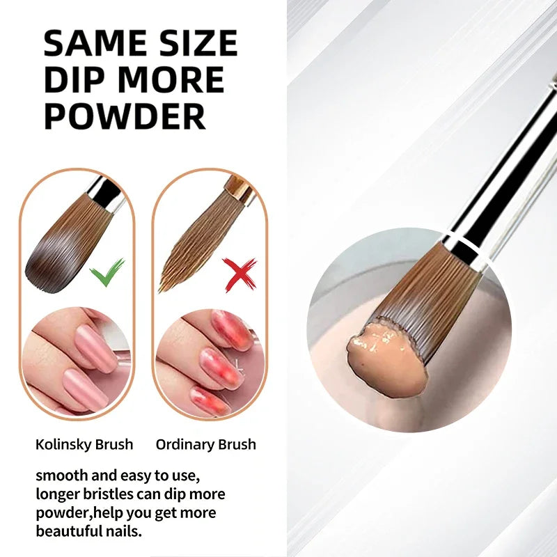 100% Prue Kolinsky Acrylic Nail Brush Oval Round Head Red Wood Handle Professional Salon Quality for Acrylic Powder Size 8-20#