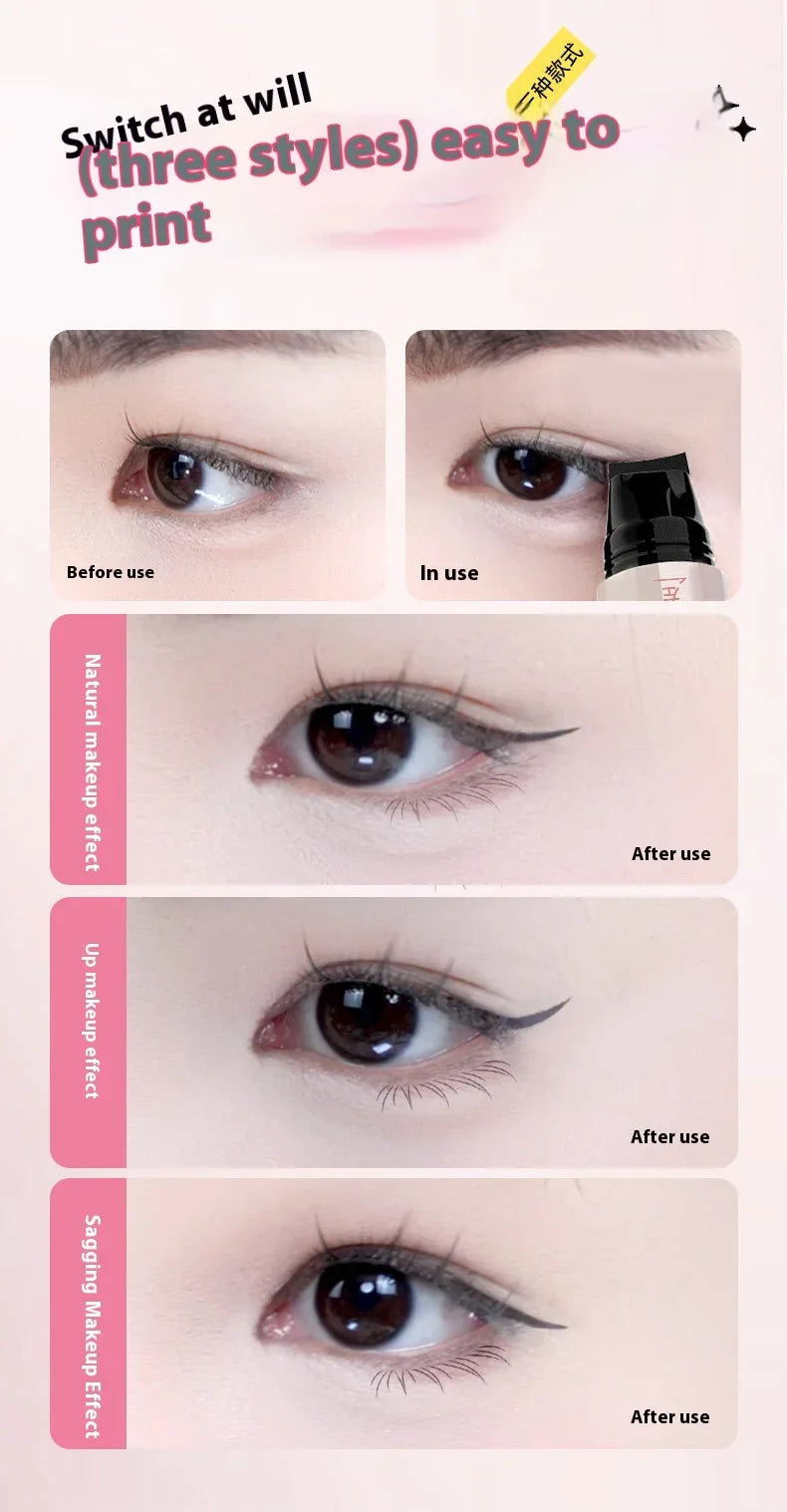 Dual-Head Rotatable Eyeliner Stamp Integrated Waterproof Long Wear Wing Stencil DIY Liquid Eye Liner Pen Fast Drying Makeup