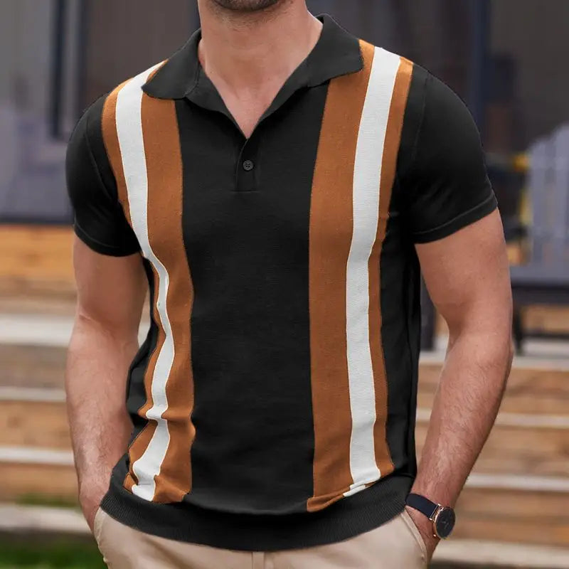 High End Jacquard Striped Polo Shirts For Men Short Sleeve Elastic Summer Quality Viscose Knitted Smart Casual Camisas De Hombre