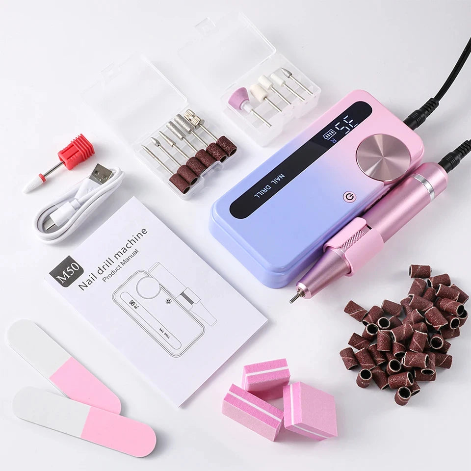 35000RPM Electric Nail Polisher - Professional Gel Nails Care, Rechargeable Portable Nail File Manicure Tool