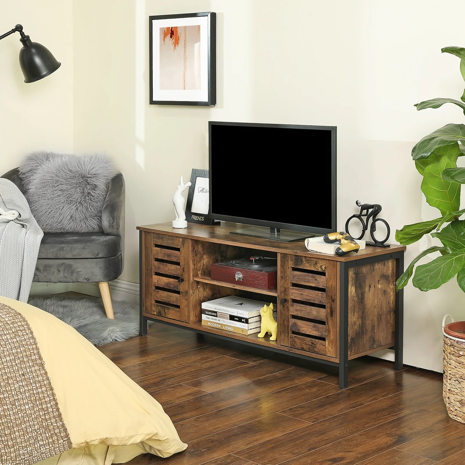 VASAGLE Lowboard TV wardrobe, 2 cabinets and 2 shelf levels, width 110cm