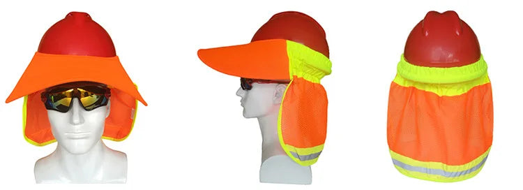 Hi Viz Reflective Safety Sunshade Outdoor Construction Safety Hard Hat Sun Shade Neck Shield Neck Protective Helmets Shield