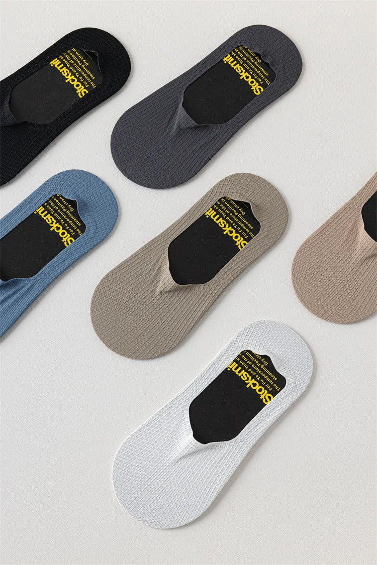 Men's Low Cut Ankle Boat Socks Summer Thin Breathable Invisible No Show Socks Men Male Silicone Anti-slip Ice Silk Sock Slippers