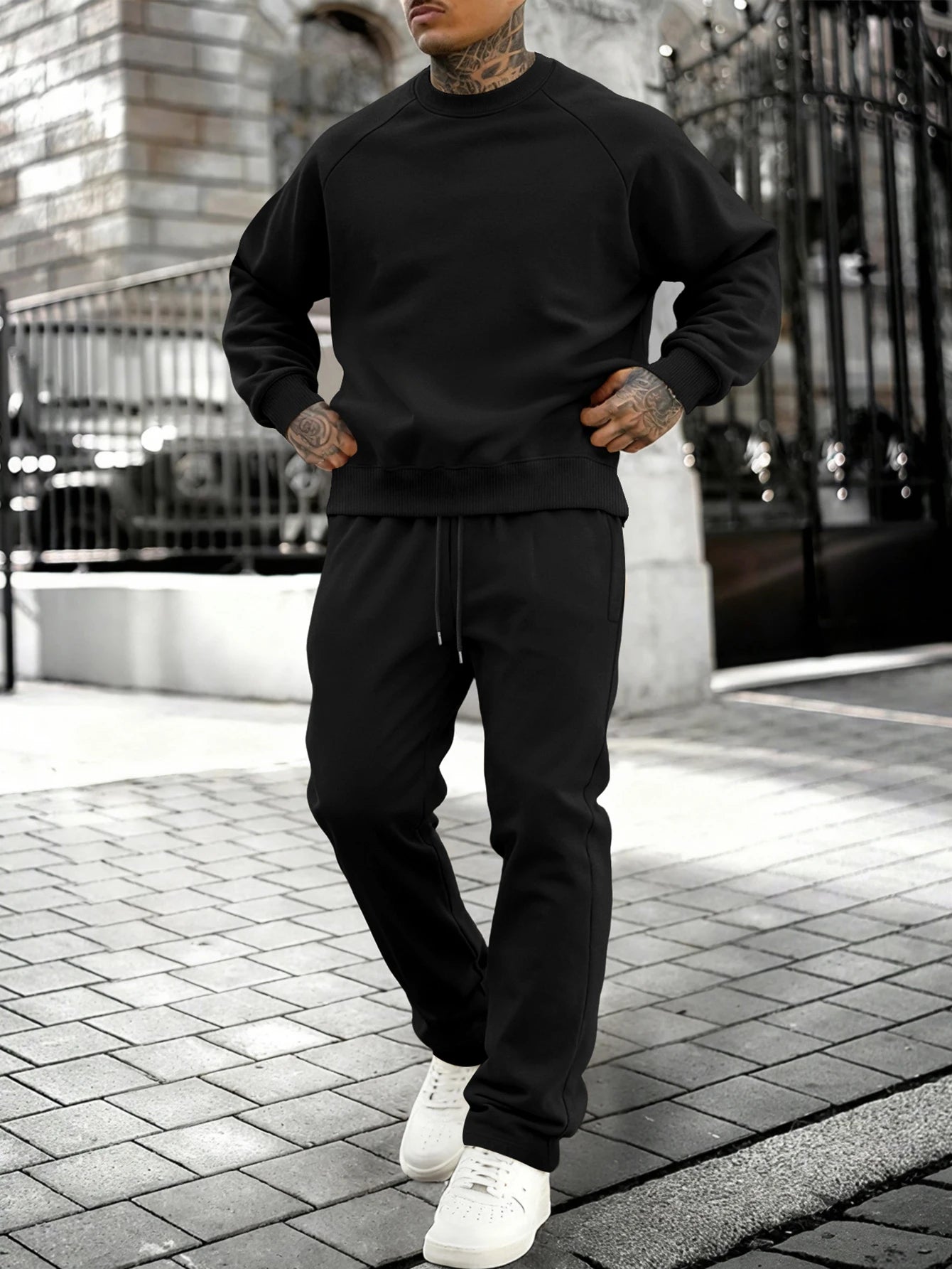 New Autumn Winter Solid Color Sportswear Casual Suit, Minimalist And Relaxed Style, Warm And Comfortable Men's Suit.