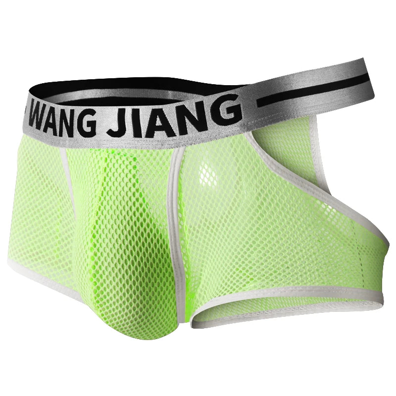3PCS/2PCS/1PCS Men Mesh Hole Underwear Man Boxers Short Underpants Plus Size Transparent Panties