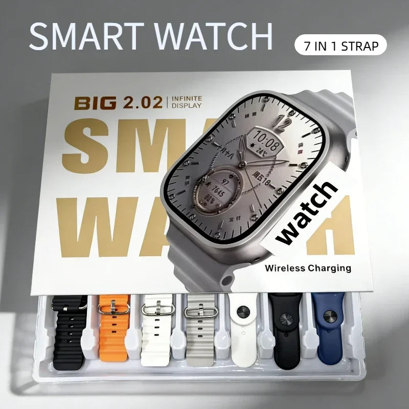 7 in 1 strap watch DT900 Support Music Wireless charging Bluetooth Calling Health& Fitness Tra Sports smart watch men and women