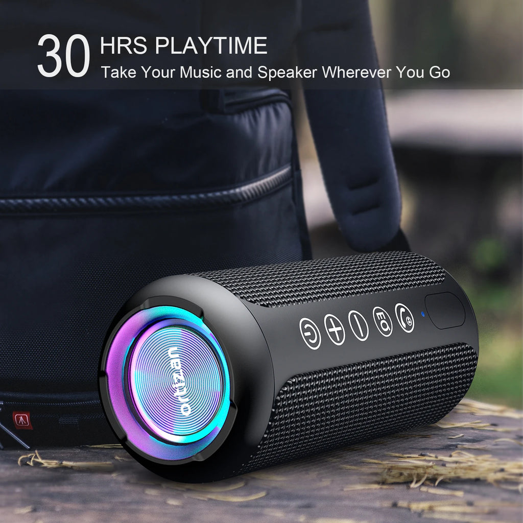 Ortizan X10 Bluetooth Speaker Enhanced Bass Portable Speaker with TF Card Slot 30H Playtime IPX7 Waterproof Speaker for Camping