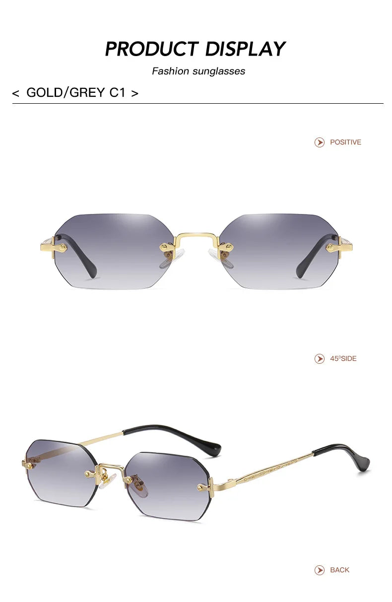 SHAUNA Gothic Rimless Sunglasses Retro Punk Gradient Shades UV400