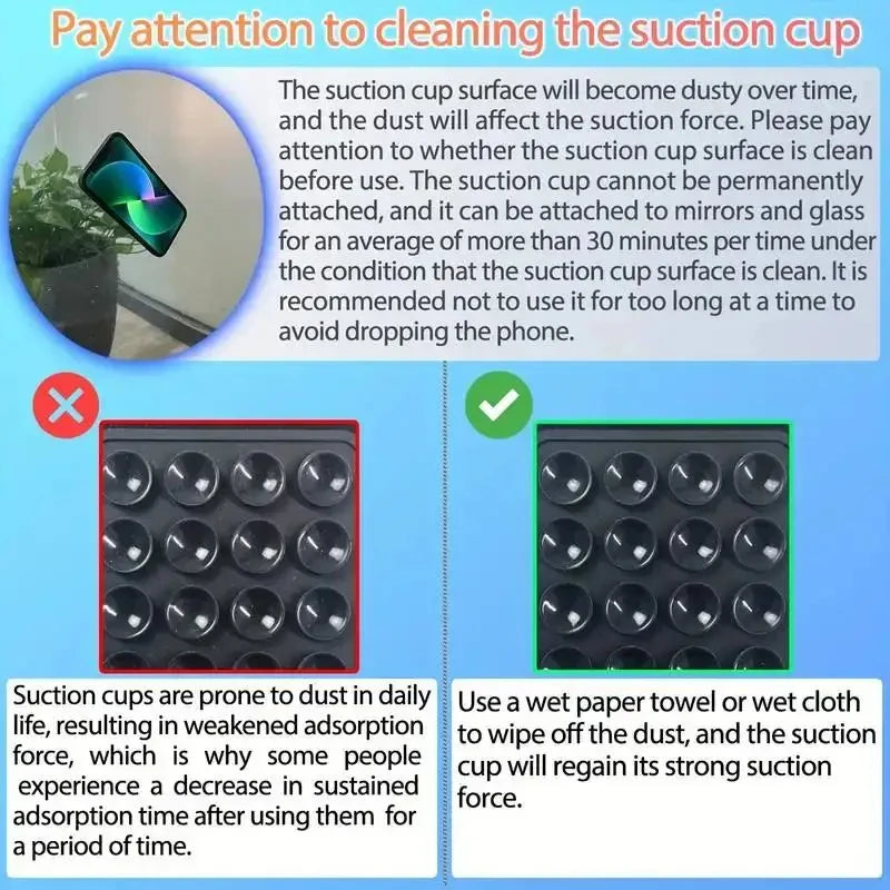 2pcs Double Sided Silicone Suction Cup Mobile Phone Suction Cup With Adhesive Pad Silicone Pad Rubber Suction Cup ﻿