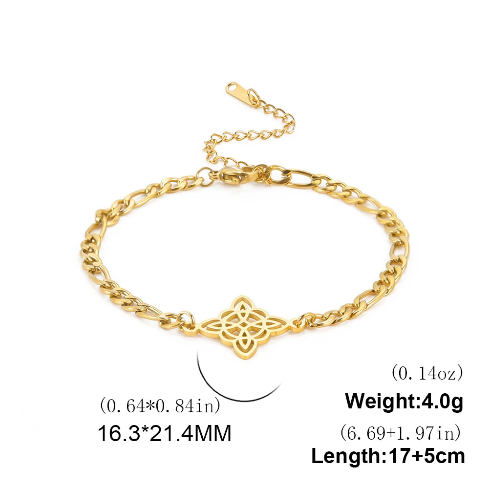 Witchcraft Irish Celtic Knot Charms Bracelets Stainless Steel Witch Knot Chain Bracelet Women Men Vintage Love Jewelry Gifts