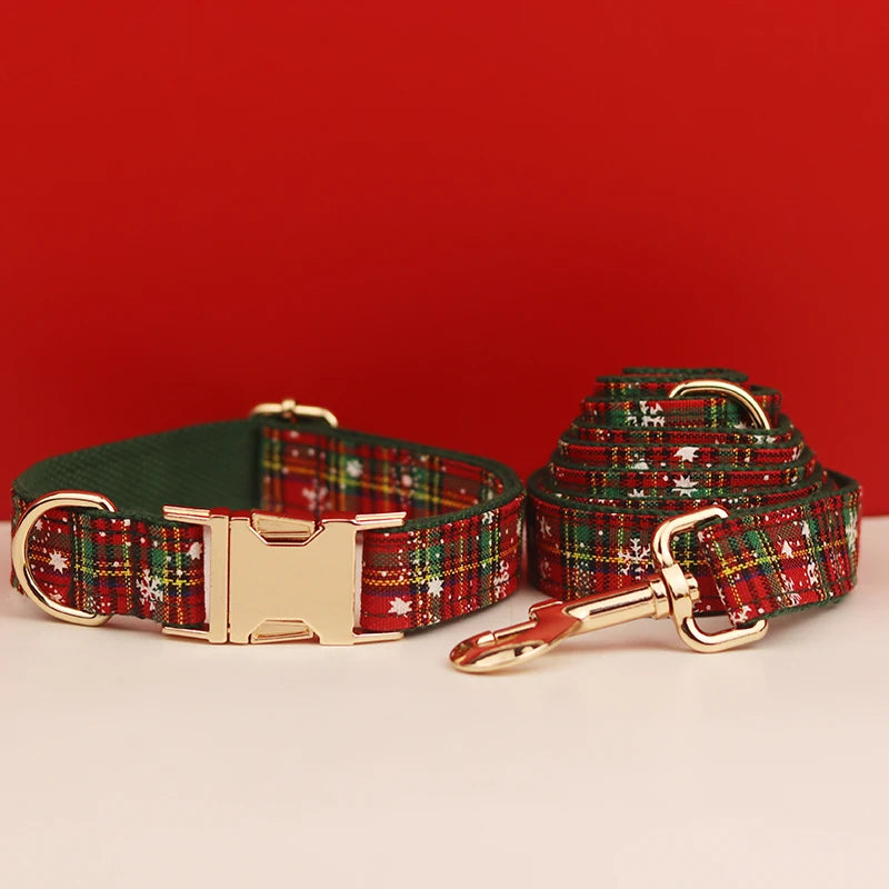 Pet dog collar Handmade knitted necklace Pet dog supplies Woven accessories Autumn Winter Christmas set