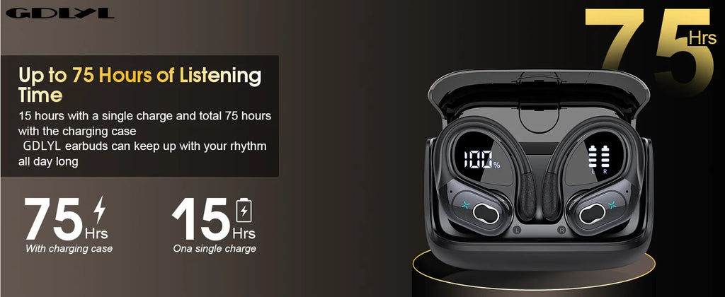 Original GDLYL HD65 TWS Bluetooth V5.4 Headphones Wireless LED Digital Display Earphones Noise Reduction Waterproof Headset New
