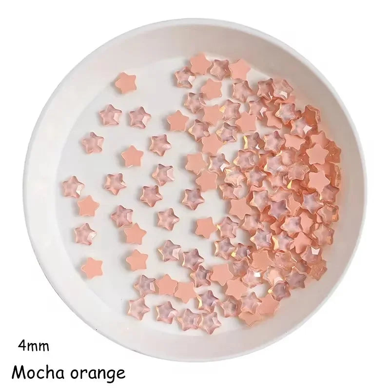100Piece Cute Mini Mocha Color Stars 4MM Flat Glass Crystal Nail Art Rhinestones DIY Nail Decoration Stone