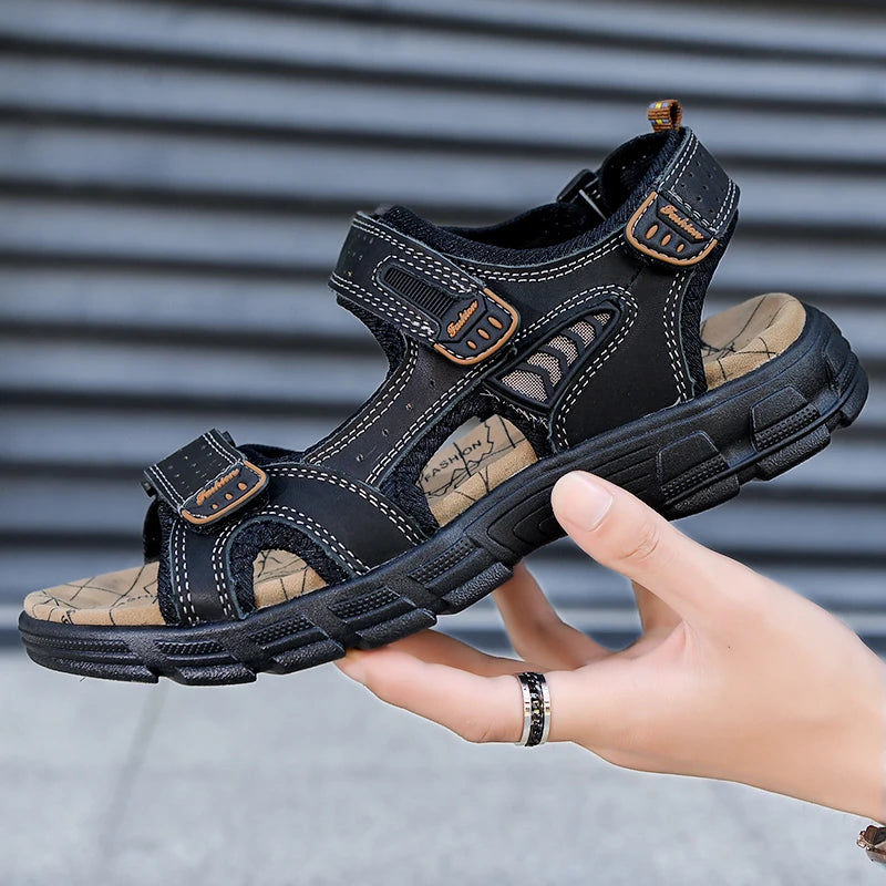 Hot Sale Summer Men's Sandals Outdoor Non-slip Men's Beach Sandals Handmade Genuine Leather Men's Shoes Fashion Men Sneakers