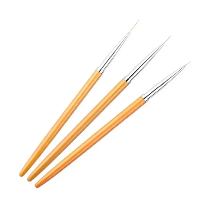 Fine Tip Nail Art Liner Brush 3Pcs Acrylic 3D Line Striping Pen UV Gel Drawing Brush Set for French Manicure DIY Painting