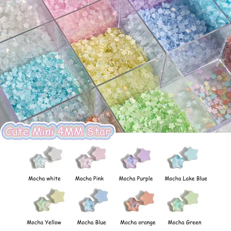 100Piece Cute Mini Mocha Color Stars 4MM Flat Glass Crystal Nail Art Rhinestones DIY Nail Decoration Stone