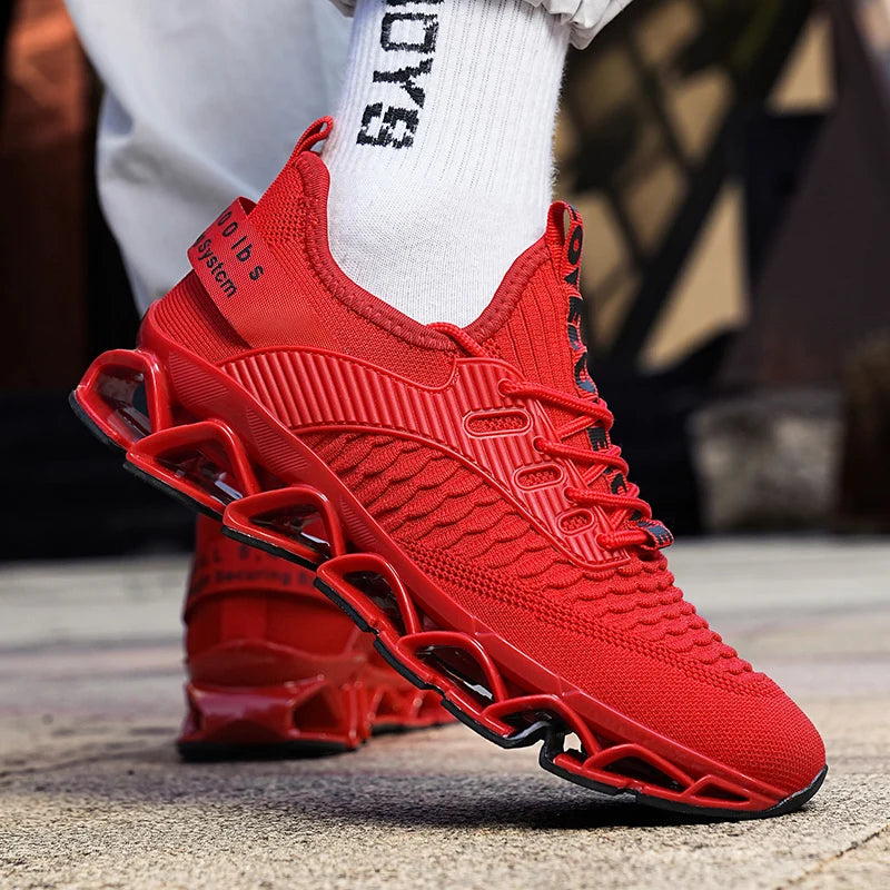 Men's Breathable Mesh Running Shoes Blade Sole Sneakers Lightweight Non-Slip Sports Shoes for Gym Walking Casual Wear