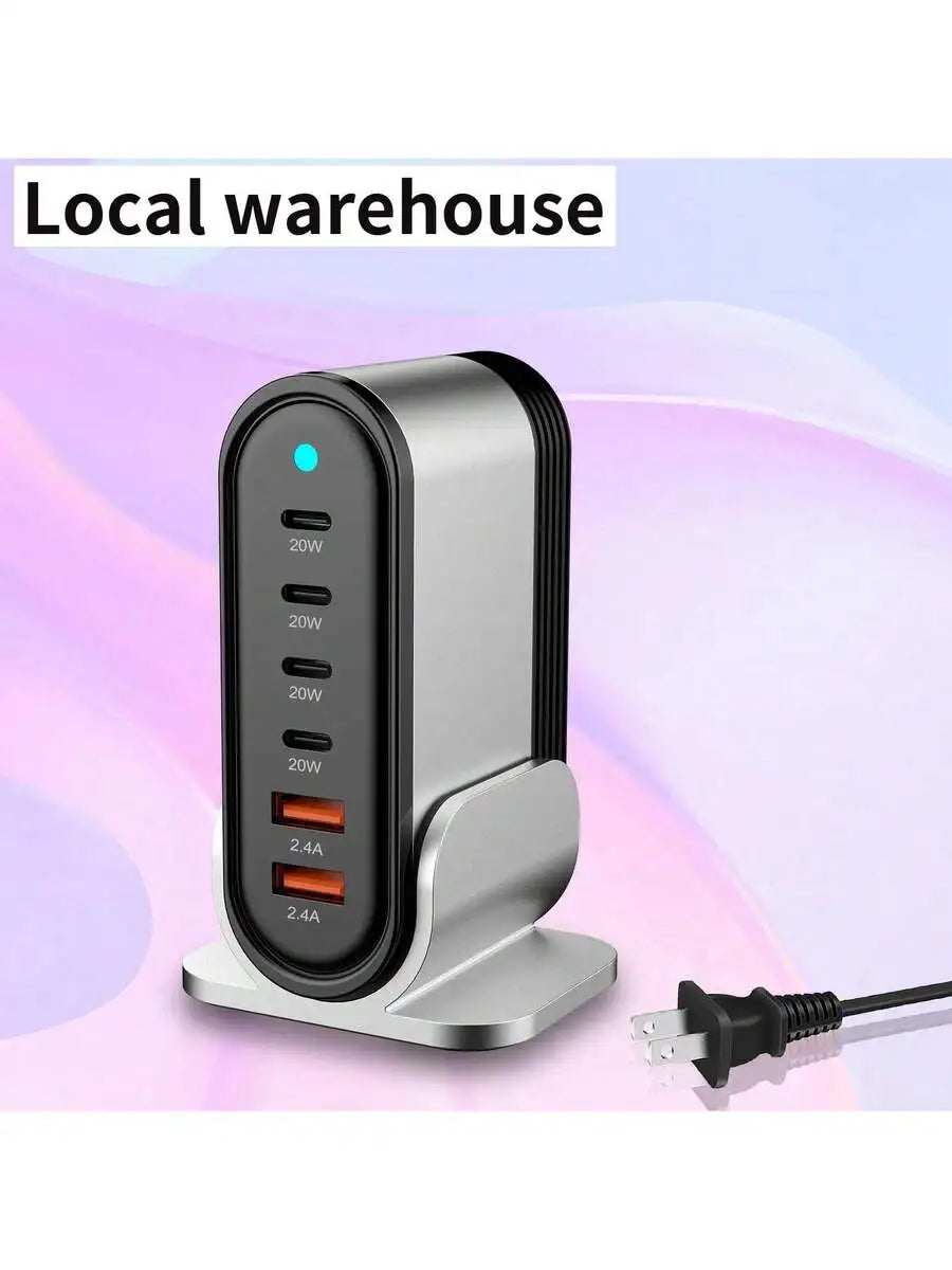6-Port GaN Fast Charger With 4 USB-C And 2 USB-A Ports For Multiple Devices