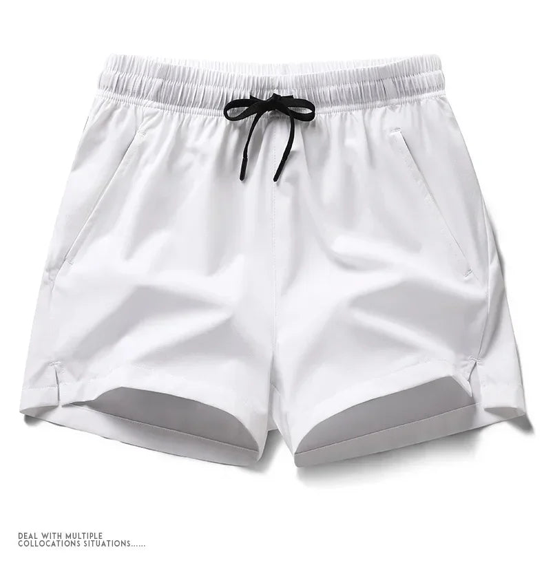 New Mens Fitness Lightweight Sweatpants Summer Casual Pockets Shorts Basic Solid Color Short Pants Jogging Beach Shorts Men