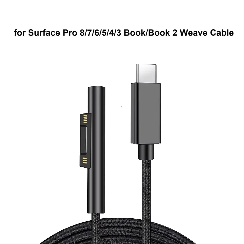 15V 3A Type C Power Supply Charger Adapter USB C PD Charging Cable for Microsoft Surface Pro 8/7/6/5/4/3 Laptop Book 3/2/1 GO