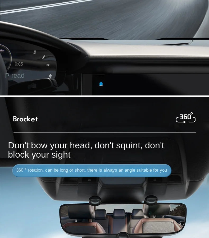 360° Car Rearview Mirror Phone Holder Mount Phone and GPS Holder Universal Rotating Adjustable Telescopic Phone Stand Support