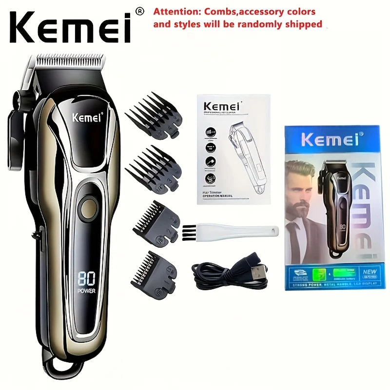 Kemei KM-PG1990A USB Rechargeable Electric Hair Clipper Professional Cordless Men Hair Trimmer Men's Hair Cutting Machine