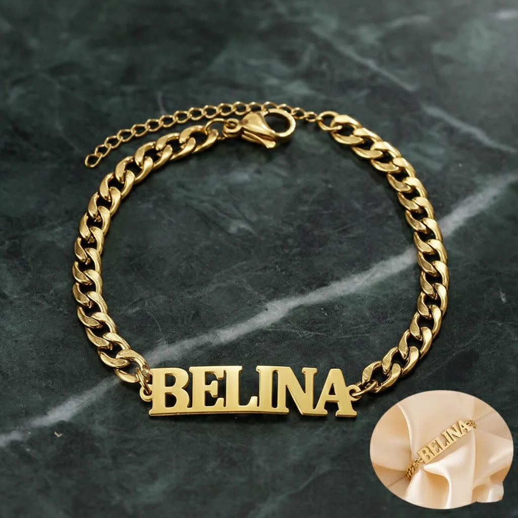 Custom Name Charm Bracelet for Women Personalized Stainless Steel 5mm Cuban Bracelet Jewelry Accessories Boyfriend Couple Gift