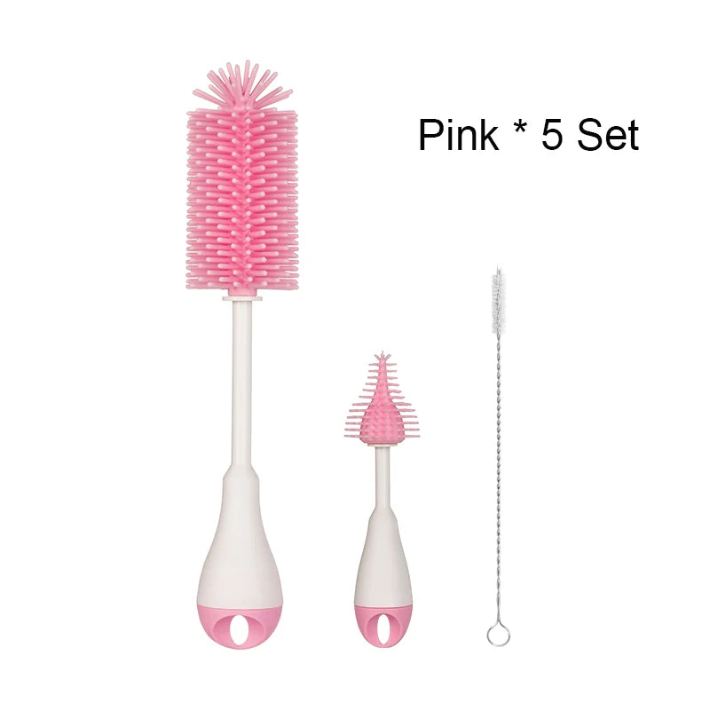 360° Silicone Baby Bottle Cleaning Brush Set 3-in-1 – Bottle, Pacifier & Straw Cleaner