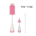 360 Degree Rotation 3 in 1 Silicone Baby Bottle Pacifier Brush Wash Water Cup Container Straw Cleaning Brush Set