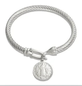 Stainless Steel Crystal Bracelet Bangle – Elegant 3-Stone Fashion Jewelry
