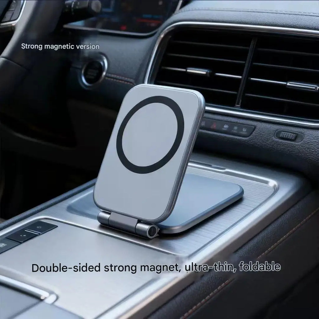 Ultra-thin magnetic phone holder with strong magnetic attraction, does not obstruct the view, foldable design, car phone holder