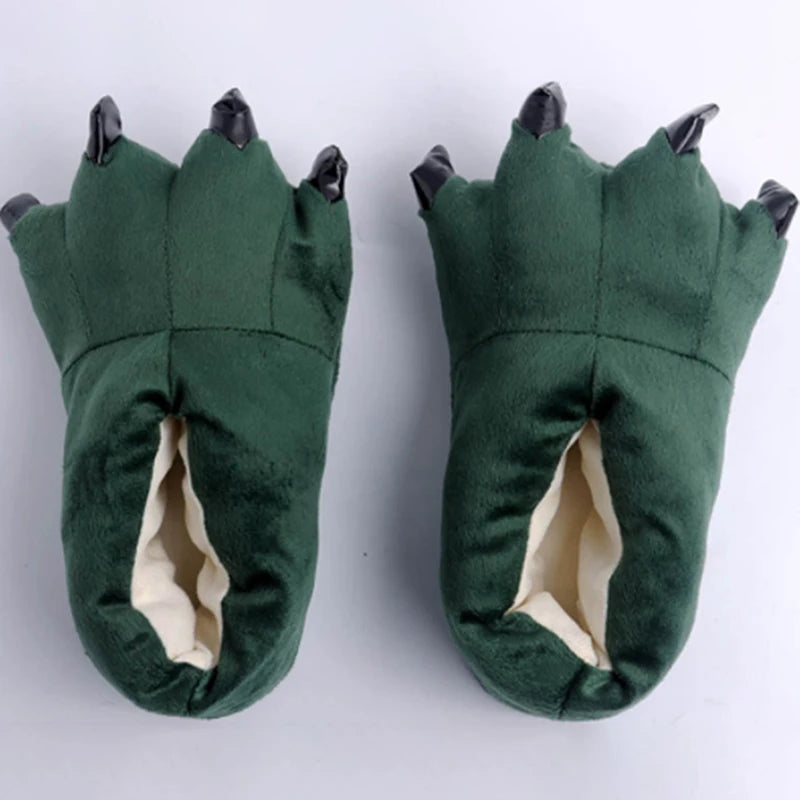 2025 Winter Warm Soft Indoor Floor Slippers Women Men Shoes Paw Funny Animal Christmas Monster Dinosaur Claw Plush Home