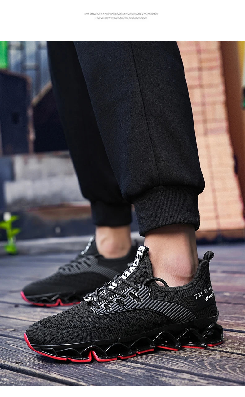 Men's Breathable Mesh Running Shoes Blade Sole Sneakers Lightweight Non-Slip Sports Shoes for Gym Walking Casual Wear