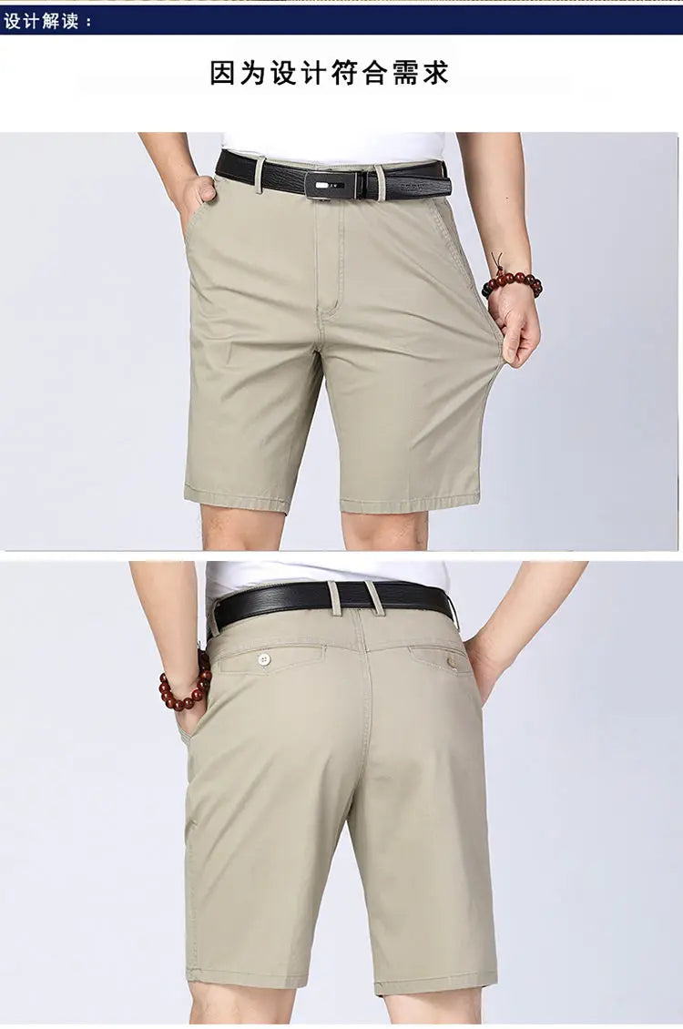 100% Cotton Shorts Men Knee Length Boardshorts Classic Brand Comfortable Clothing Beach Shorts Male Short Trousers