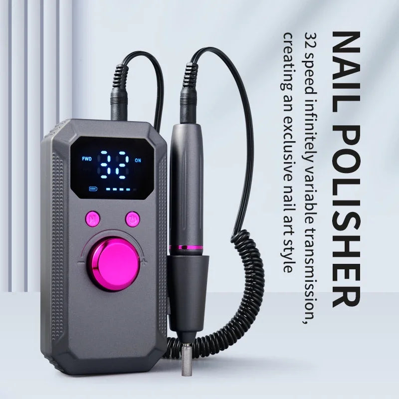 32-Speed Electric Nail Drill Machine with Digital Display & Reversible Rotation for Manicure/Pedicure, Professional Rose Gold Na