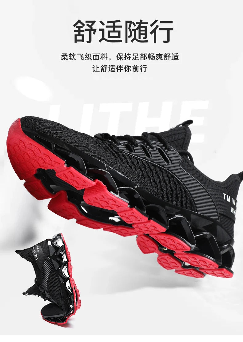 Men's Breathable Mesh Running Shoes Blade Sole Sneakers Lightweight Non-Slip Sports Shoes for Gym Walking Casual Wear