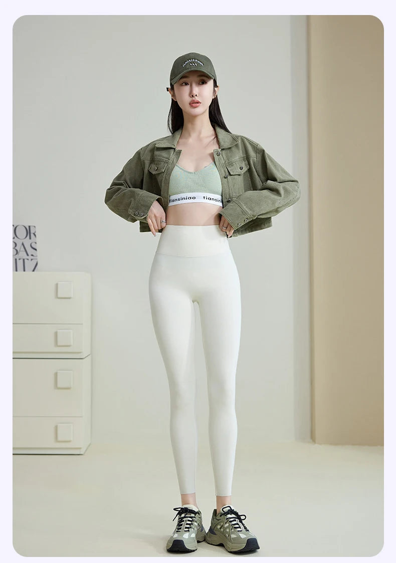 BIVIGAOS Spring Summer New Plum Red 3D Naked Feeling Sharkskin Leggings Women Slim Sexy Sport Yoga Push Up Fitness Leggings