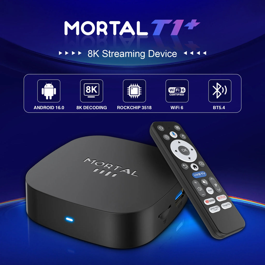 2026 New Smart TV Box T1+ RK3518 Android 16 WiFi 6 BT 5.4 Dual UI Interface 8K Ultra HD  8GB RAM 128GB ROM Smart Media Player