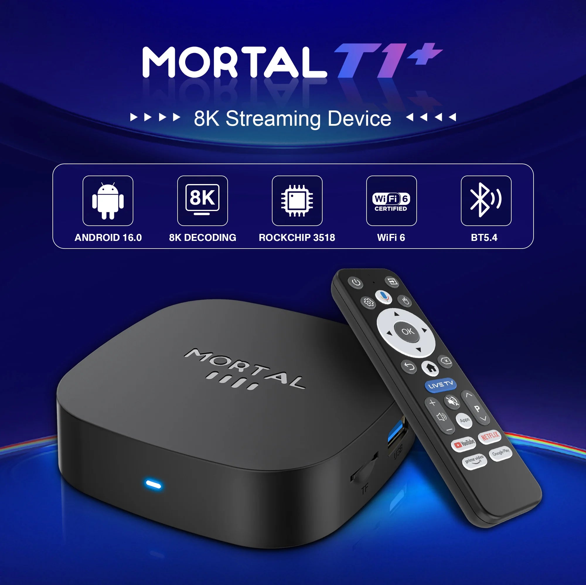 2026 New Smart TV Box T1+ RK3518 Android 16 WiFi 6 BT 5.4 Dual UI Interface 8K Ultra HD  8GB RAM 128GB ROM Smart Media Player