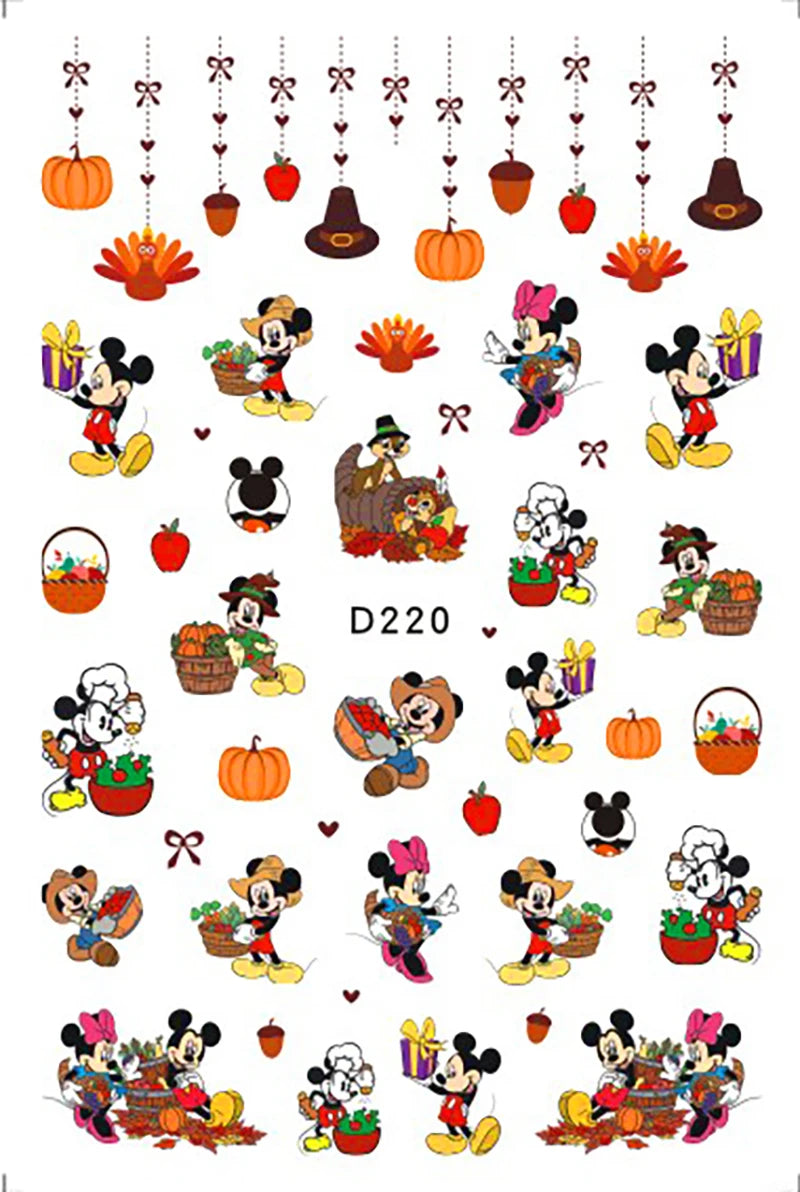 Disney Cartoon Adhesive Nail Stickers Nail Decorative Decals Nail Sliders Stitch Mickey 3D Stickers Press on Nails