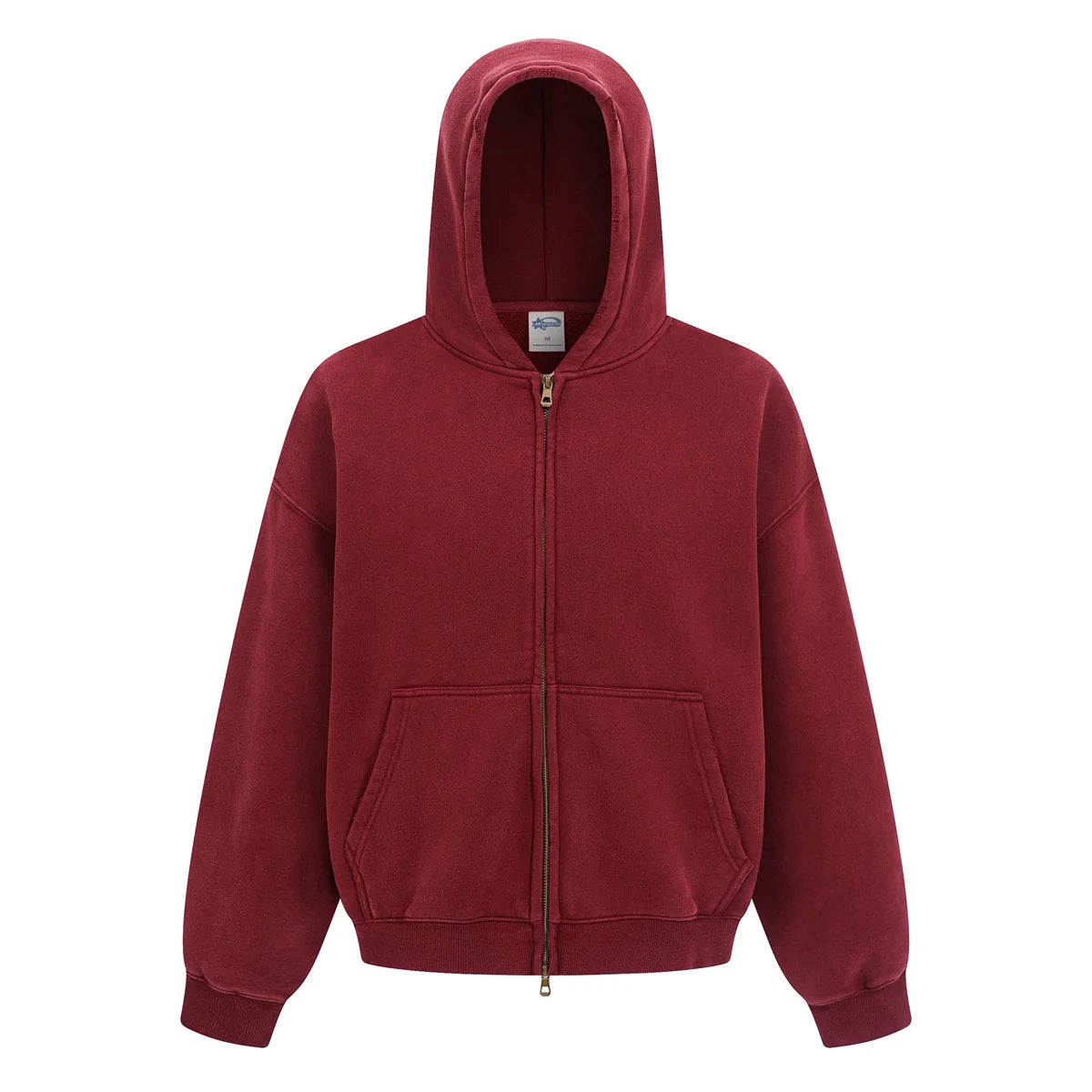 New Autumn and Winter Cashmere Zip Up Jacket Streetwear Casual Oversized Acid Washed Wax Printed Hooded Fleece Zipper Hoodie