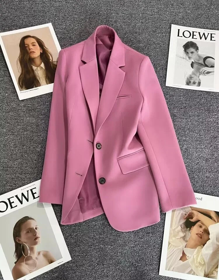 Elegant Office Lady Blazers for Women 2025 Fashion Long Sleeve Single Button Blazer Coats Female Top Suit Jackets Outerwears