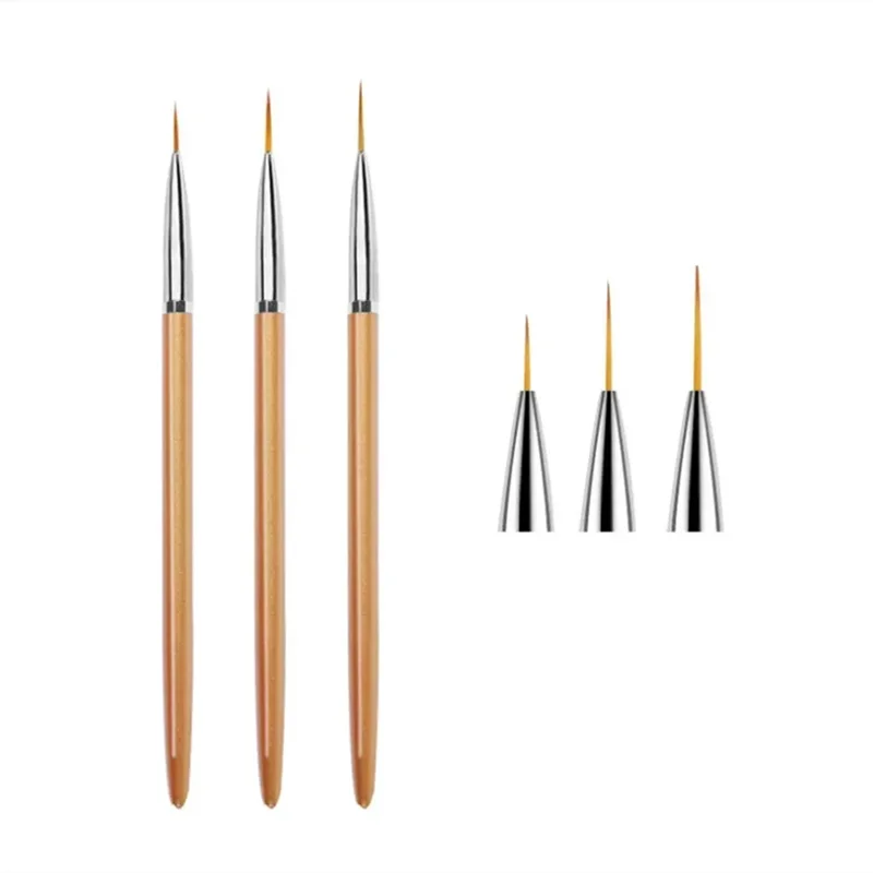 Fine Tip Nail Art Liner Brush 3Pcs Acrylic 3D Line Striping Pen UV Gel Drawing Brush Set for French Manicure DIY Painting